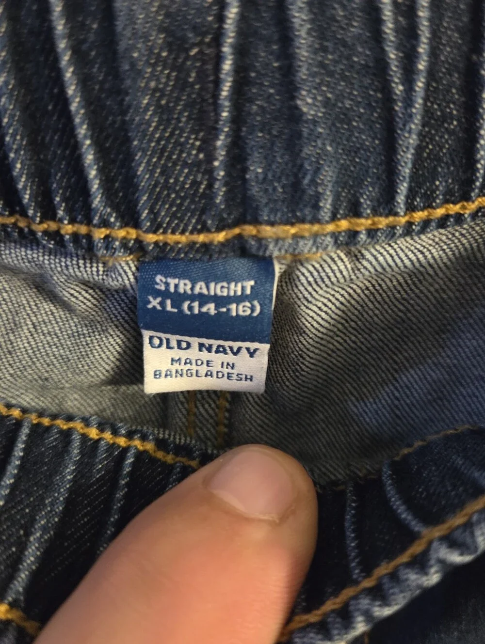 Old Navy Kids Blue Denim Pull-On Jeans Straight Leg Drawstring Size XL 14-16